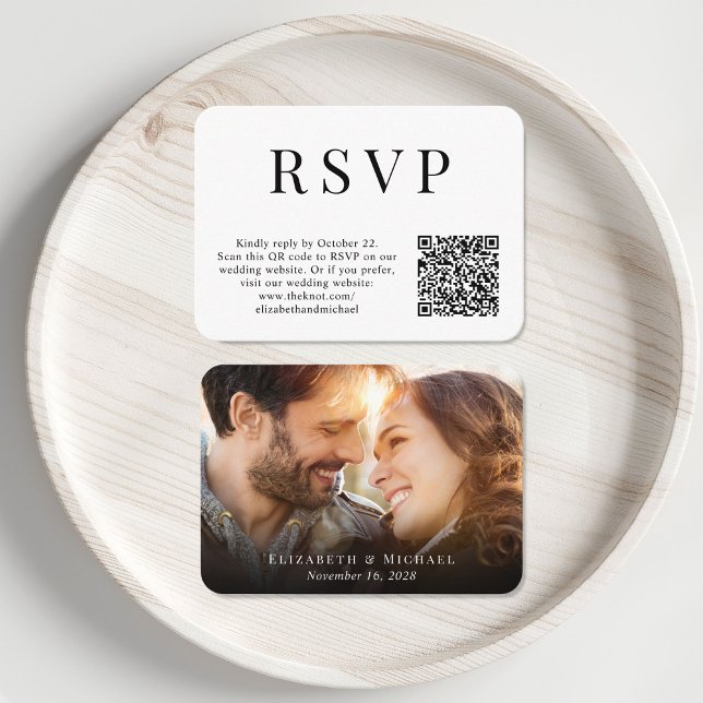 Modern Photo QR Code Wedding RSVP Enclosure Card (Creator Uploaded)