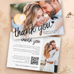 Modern photo qr code wedding thank you card<br><div class="desc">Thank your wedding guests with this elegant and classy photo thank you card. The front of this trendy and modern card is customisable with one of your favourite wedding photos and features the wording "Thank you" in black calligraphy font decorated with a tiny heart, your names, and your wedding date...</div>