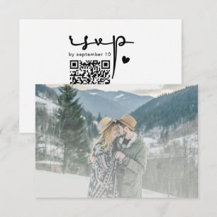 Modern Photo QR Code Wedding Website RSVP Card