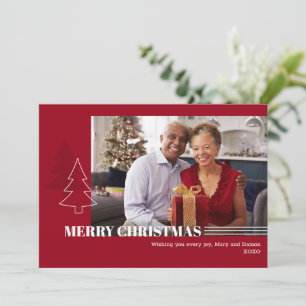 Modern Photo Red Christmas Holiday Card