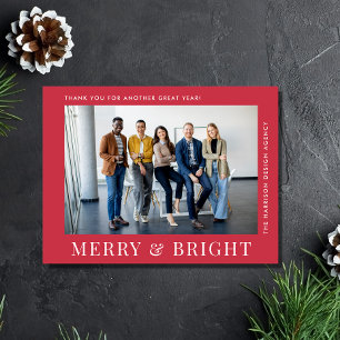 Modern Photo Red Corporate Business Christmas Holiday Postcard