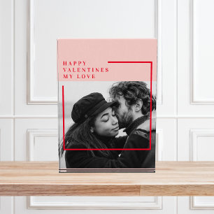 Modern Photo   Red & Pink Happy Valentines Gift Block
