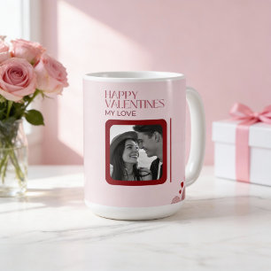 Modern Photo Red & Pink Happy Valentines Gift Coffee Mug