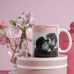Modern Photo   Red & Pink Happy Valentines Gift Coffee Mug