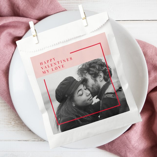 Modern Photo | Red & Pink Happy Valentines Gift Favour Bags (Creator Uploaded)