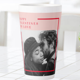 Modern Photo   Red & Pink Happy Valentines Gift Latte Mug