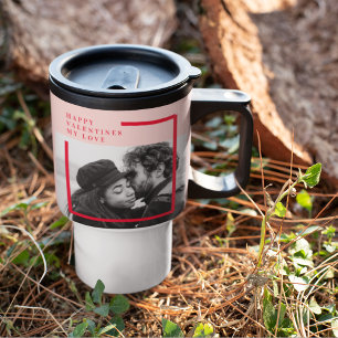 Modern Photo   Red & Pink Happy Valentines Gift Travel Mug