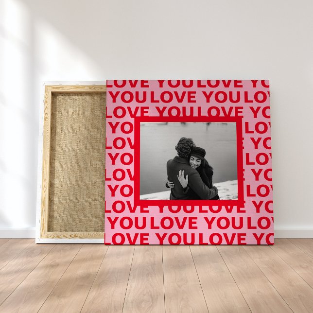 Modern Photo | Red & Pink Love You Valentines Gift Canvas Print (Creator Uploaded)