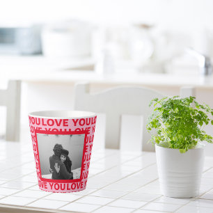 Modern Photo Red & Pink Love You Valentines Gift Latte Mug