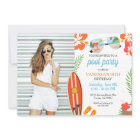 Modern Photo Retro Tropical Pool Party Birthday