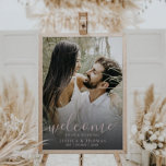 Modern Photo Rose Gold Calligraphy Wedding Sign<br><div class="desc">Modern and elegant wedding signage with a black gradient with hand written script in rose gold. Customise with your unique details.</div>