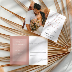 Modern Photo Rose Gold Save the Date Wedding Announcement Postcard