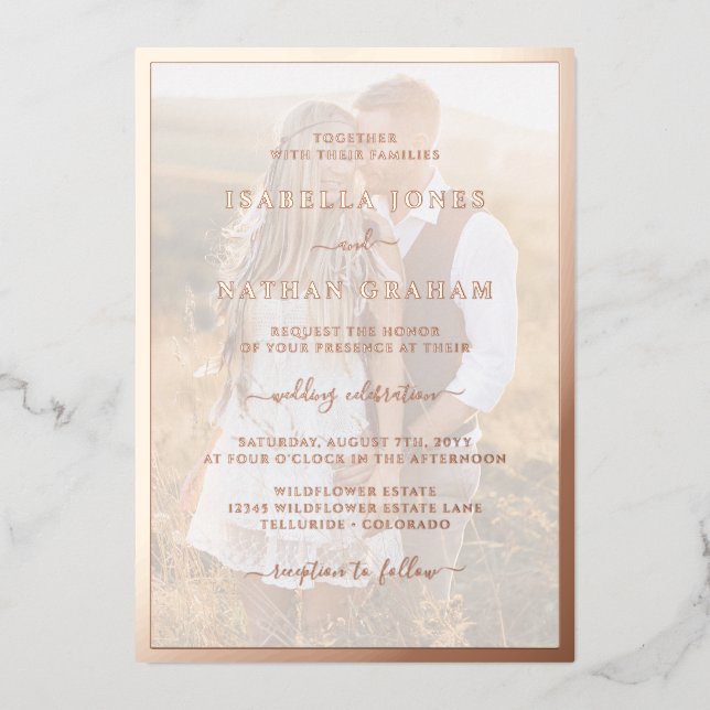 Modern Photo Rose Gold Wedding (Front)
