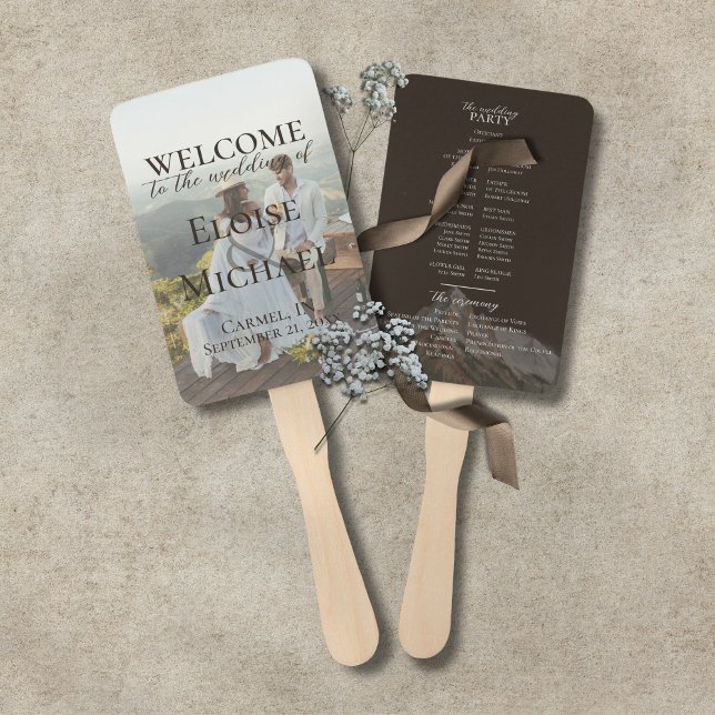 Modern Photo Rustic Brown Wedding Program Fan (Modern Photo Rustic Brown Wedding Program Fan)