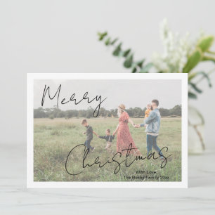 Modern Photo Rustic Script Elegant Holiday Card