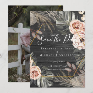 Modern Photo Save Dates PAMPAS Coral Tropical