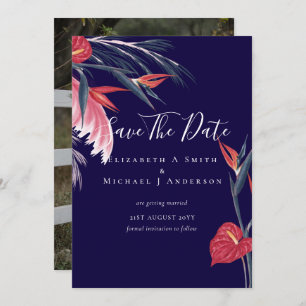 Modern PHOTO Save Dates Pampas Grass Tropical