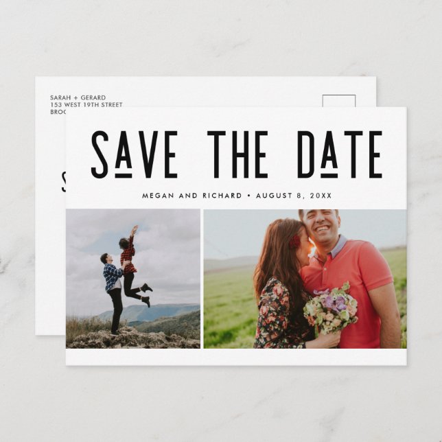 Modern Photo Save the Date Announcement Postcard (Front/Back)