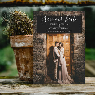 Modern Photo Save the Date Black