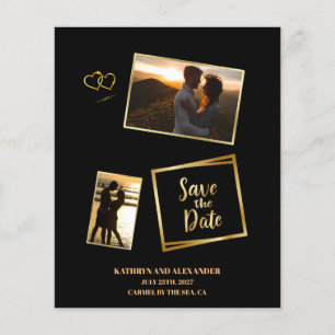 Modern Photo Save The Date Black And Gold Luxury