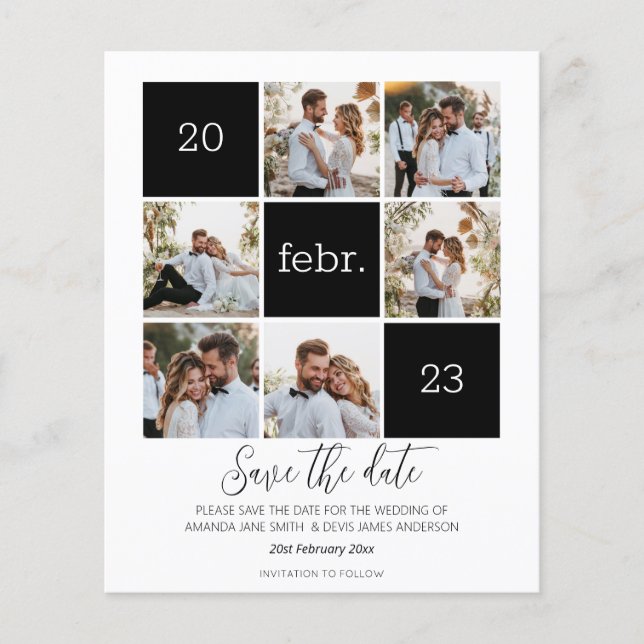 Modern Photo Save the Date Budget Wedding (Front)