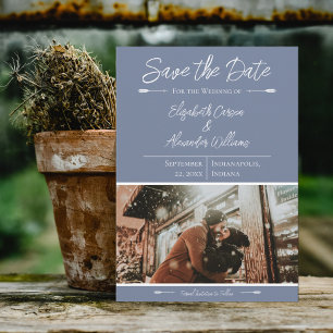 Modern Photo Save The Date Dusty Blue