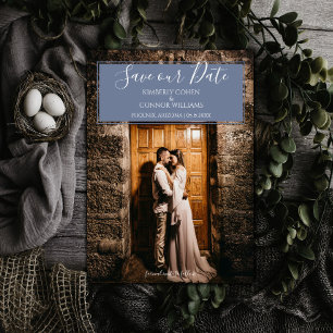 Modern Photo Save the Date Dusty Blue