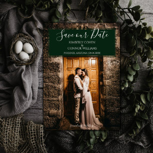 Modern Photo Save the Date Emerald Green