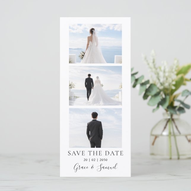 Modern Photo Save the Date Invitation with QR Code (Standing Front)
