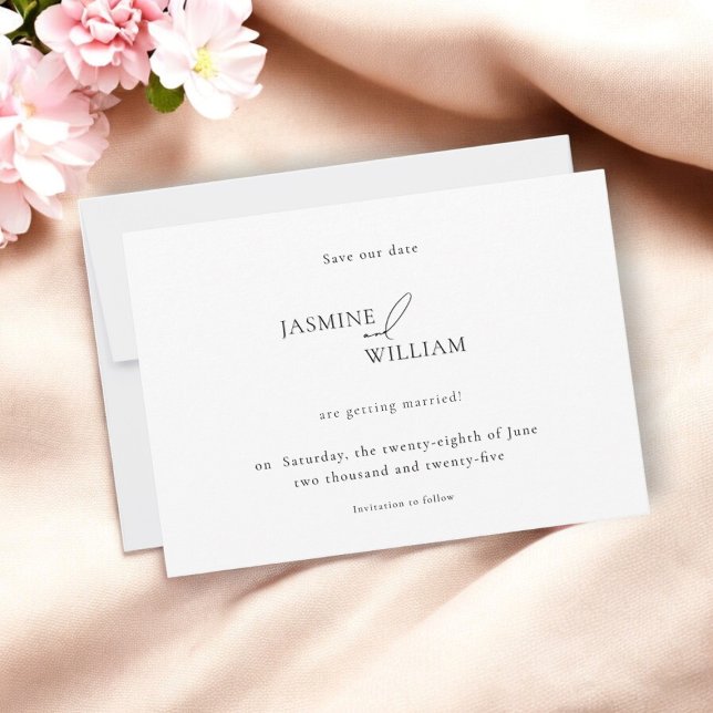 Modern Photo Save the Date | Minimalist Wedding Announcement (modern double sided wedding save the date by willows weddings)