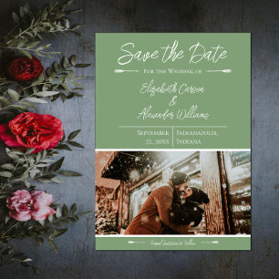 Modern Photo Save The Date   Moss Green