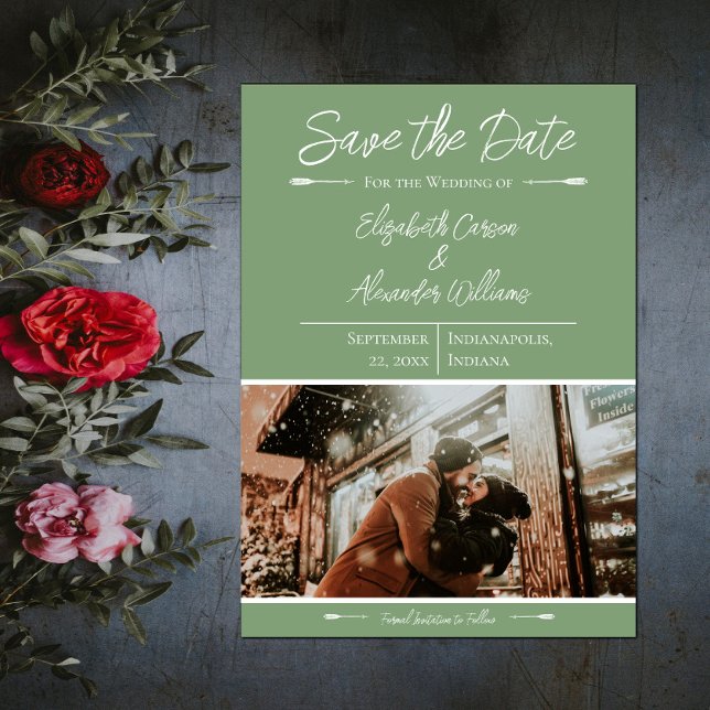Modern Photo Save The Date | Moss Green (Modern Photo Save the Date - Moss Green)