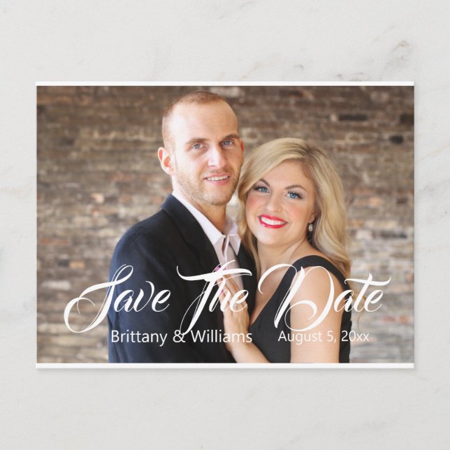 Modern Photo Save The Date Postcard (Front)