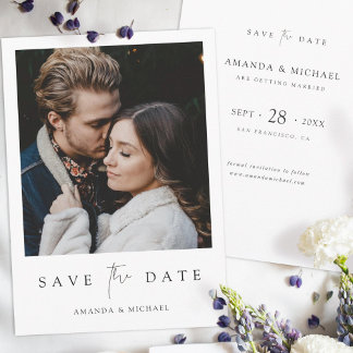 Modern Photo Save the Date Wedding Invite Template