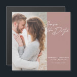 Modern Photo Save The Date Wedding Magnetic Card<br><div class="desc">Elegant and modern design features a typography script Save The Date and your favourite photo against a blush background. Ideal to announce your upcoming wedding in a fashionable,  minimalist way. Easily customise important details and your best photo of choice.</div>
