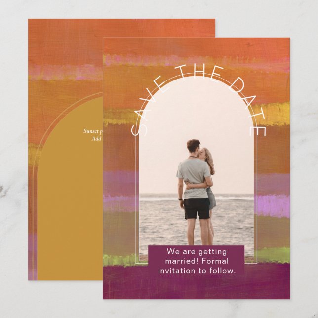 Modern Photo Save The Dates Wedding Thank You Card (Front/Back)