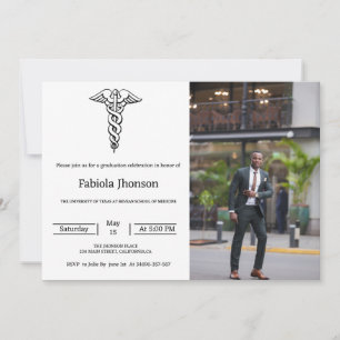 Modern photo school of medicine graduation announcement