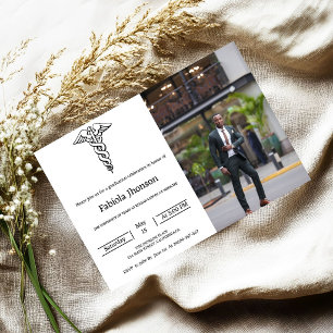 Modern photo school of medicine graduation announcement