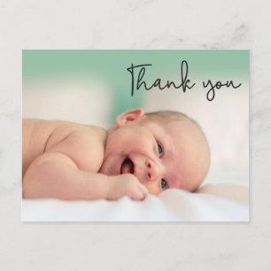 Modern Photo Script Baby Thank you Announcement Postcard