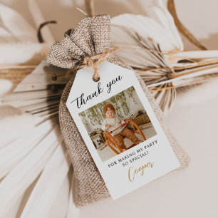Modern Photo Script Birthday Gift Tags