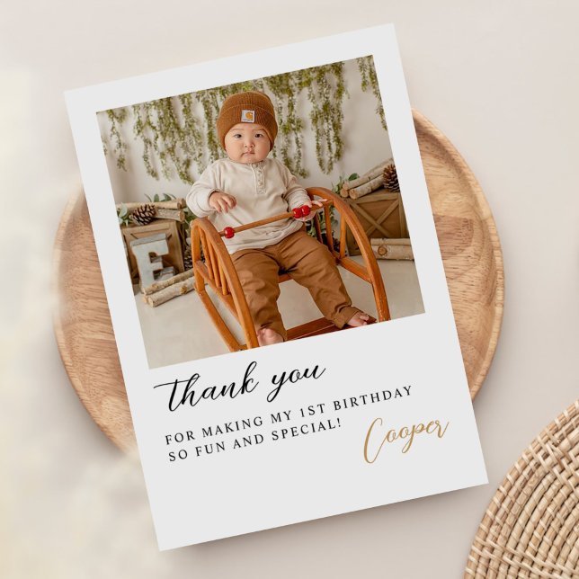 Modern Photo Script Birthday Thank You Card (Creator Uploaded)