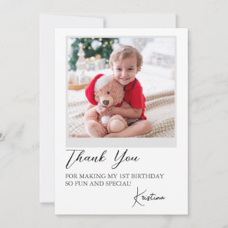 Modern Photo Script Birthday Thank You Card