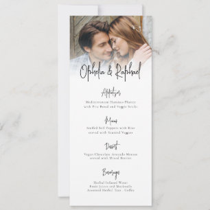 Modern Photo Script Boho Wedding Menu Card