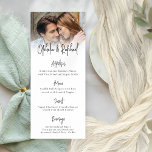 Modern Photo Script Boho Wedding Menu Card<br><div class="desc">Available printed or digitally. Modern Photo Overlay Script Boho Wedding Menu Card  A fully customisable design with your photo behind a graduated tinted layer,  your names and menu details. Easy to personalise with your favourite photo and words.</div>