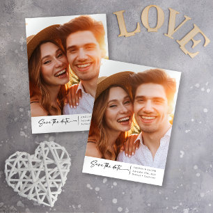 Modern Photo Script Font Wedding Save The Date