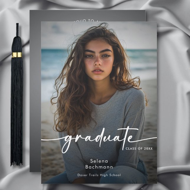 Modern Photo Script Graduation Announcement (Modern Photo Script Graduation Announcement)