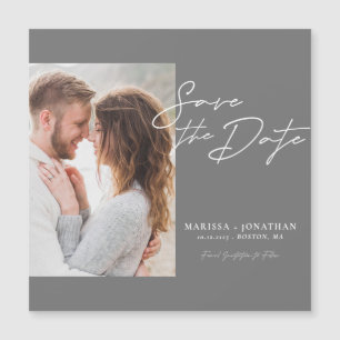 Modern Photo Script Save The Date Magnetic Card