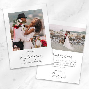 Modern Photo Script Wedding Thank You Card