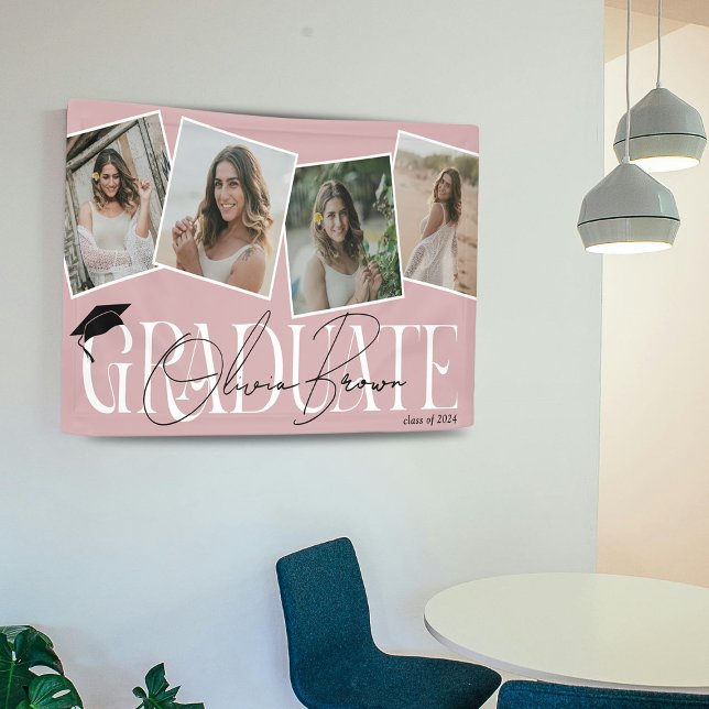 Modern Photo & Signature Graduation Party  Banner (Creator Uploaded)