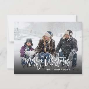 Modern Photo Signature Script Merry Christmas  Holiday Card